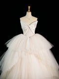 Cifeeo- Chic Ball Gown Strapless Sleeveless White Tulle Wedding Dresses With Ruffles C3740