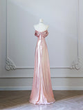 Cifeeo-back to school outfits nye outfits Valentine's Day outfits Pretty A Line Off The Shoulder Sequin Pink Long Prom Dresses Evening Gowns CIF3813