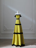 Cifeeo-back to school outfits nye outfits Valentine's Day outfits Sexy A Line Strapless Satin Yellow Long Prom Dresses Evening Gowns S3869