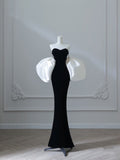 Cifeeo-back to school outfits nye outfits Valentine's Day outfits Sexy Mermaid Sweetheart Black Velvet Long Prom Dresses Evening Gowns S3870