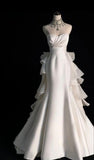 Cifeeo- Vintage White Mermaid Strapless Satin Wedding Dresses C770