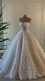 Cifeeo- Vintage Ball Gown Strapless Sequin Long Wedding Dresses C778