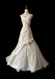 Cifeeo- Vintage Mermaid Halter Long White Satin Wedding Dresses C781