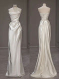 Cifeeo- Vintage Mermaid Strapless Long Satin Wedding Dresses C791