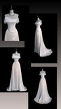 Cifeeo- Vintage Mermaid Strapless Satin White Long Wedding Dresses C794