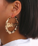 CIFEEO- Casual Gold Metal Alloy Bamboo Joint Hoop Earrings ZZ027