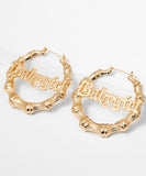 CIFEEO- Casual Gold Metal Alloy Bamboo Joint Hoop Earrings ZZ027