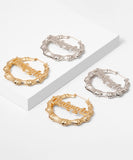 CIFEEO- Casual Gold Metal Alloy Bamboo Joint Hoop Earrings ZZ027