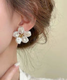 CIFEEO- Casual White Sterling Silver Alloy Floral Stud Earrings ZZ083