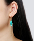 CIFEEO- 14K Gold Turquoise Tassel Drop Earrings