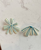 CIFEEO- Chic Beige Sterling Silver Asymmetric Floral Stud Earrings KX1012