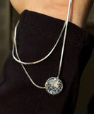 CIFEEO- Chic Blue Stainless Steel Gem Stone Pendant Necklace GH1038