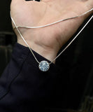 CIFEEO- Chic Blue Stainless Steel Gem Stone Pendant Necklace GH1038