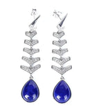 CIFEEO- Sterling Silver Inlaid Gem Stone Zircon Drop Earrings