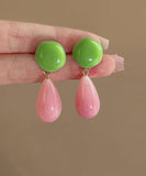 CIFEEO- Chic Colorblock Sterling Silver Overgild Alloy Resin Drop Earrings GH1089