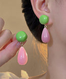 CIFEEO- Chic Colorblock Sterling Silver Overgild Alloy Resin Drop Earrings GH1089