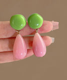 CIFEEO- Chic Colorblock Sterling Silver Overgild Alloy Resin Drop Earrings GH1089