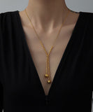 CIFEEO- Chic Gold Stainless Steel Sphericity Tassel Pendant Necklace ZZ090