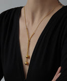 CIFEEO- Chic Gold Stainless Steel Sphericity Tassel Pendant Necklace ZZ090