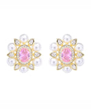 CIFEEO- Sterling Silver Crystal Pearl Zircon Stud Earrings