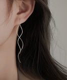 CIFEEO- Chic Silk Sterling Silver Wave Drop Earrings ZZ033