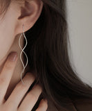 CIFEEO- Chic Silk Sterling Silver Wave Drop Earrings ZZ033