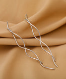 CIFEEO- Chic Silk Sterling Silver Wave Drop Earrings ZZ033