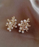 CIFEEO- Chic White Sterling Silver Overgild Zircon Coral Pearl Stud Earrings GH1065