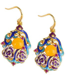 CIFEEO- Sterling Silver Inlaid Beeswax Floral Drop Earrings