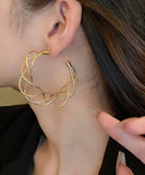 CIFEEO- Classy Gold Copper Multilayer C Shapes Hoop Earrings ZZ022