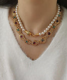 CIFEEO- Classy Gold Copper Overgild Hollow Out Coloured Glaze Collar Necklace GH1008