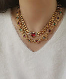 CIFEEO- Classy Gold Copper Overgild Hollow Out Coloured Glaze Collar Necklace GH1008