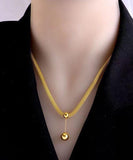 CIFEEO- Classy Gold Stainless Steel Tassel Pendant Necklace DF1019