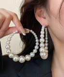 CIFEEO- Classy White Copper Overgild Pearl Hoop Earrings ZZ034