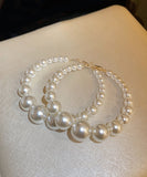 CIFEEO- Classy White Copper Overgild Pearl Hoop Earrings ZZ034