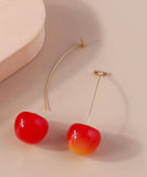 CIFEEO- Cute Orange Alloy Acrylic Cherry Drop Earrings KX1044