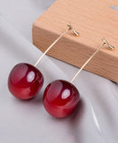 CIFEEO- Cute Orange Alloy Acrylic Cherry Drop Earrings KX1044