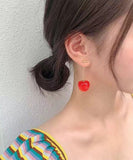 CIFEEO- Cute Orange Alloy Acrylic Cherry Drop Earrings KX1044