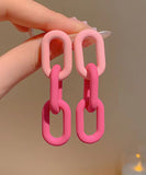 CIFEEO- Cute Pink Alloy Chain Drop Earrings ZZ032