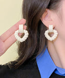 CIFEEO- Cute Rose Acrylic Love Fried Dough Twists Hollow Out Drop Earrings ZZ073