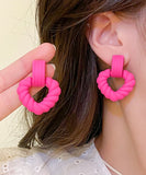 CIFEEO- Cute Rose Acrylic Love Fried Dough Twists Hollow Out Drop Earrings ZZ073