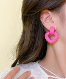 CIFEEO- Cute Rose Acrylic Love Fried Dough Twists Hollow Out Drop Earrings ZZ073