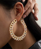 CIFEEO- DIY Gold Alloy Inlaid Zircon C Shaped Hoop Earrings ZZ006