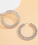 CIFEEO- DIY Gold Alloy Inlaid Zircon C Shaped Hoop Earrings ZZ006