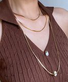 CIFEEO- DIY Gold Stainless Steel Bilayer Sweater Necklace MM077