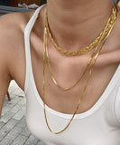 CIFEEO- DIY Gold Stainless Steel Bilayer Sweater Necklace MM077