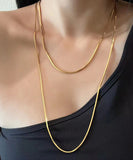 CIFEEO- DIY Gold Stainless Steel Bilayer Sweater Necklace MM077