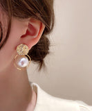 CIFEEO- DIY Gold Sterling Silver Alloy Pearl Stud Earrings KX1022