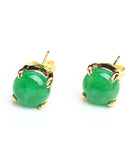 CIFEEO- DIY Green Sterling Silver Inlaid Jade Stud Earrings DF1031