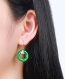 CIFEEO- DIY Sterling Silver Jade Zircon Leaf Drop Earrings